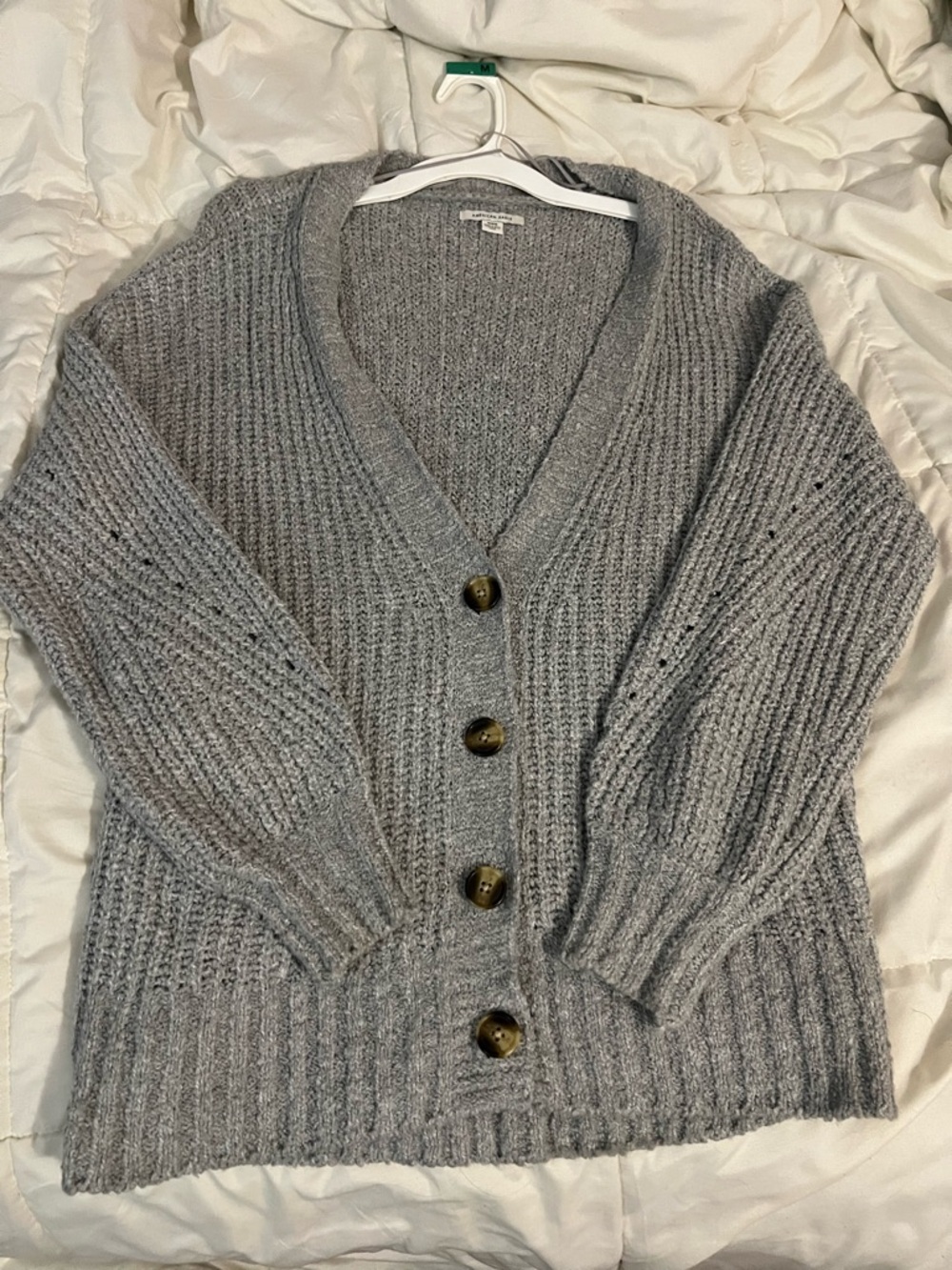 Cozy V-Neck Button Cardigan - Gray
